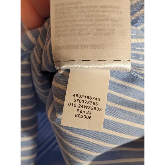 WHBM Button Down Sequin Striped Poplin Shirt Blue White Stripe Women's Size 4 - Picture 10 of 10